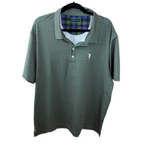 William Murray Golf Polo Shirt Sz XXL Green All Over Print Performance Wicking